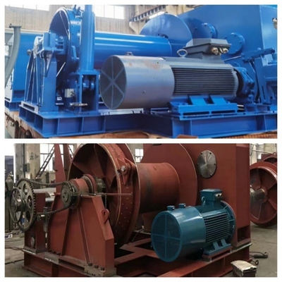 500KN क्षमता भार के साथ 380V ब्लू डबल ड्रम शिप विंच समुद्री इलेक्ट्रिक विंच