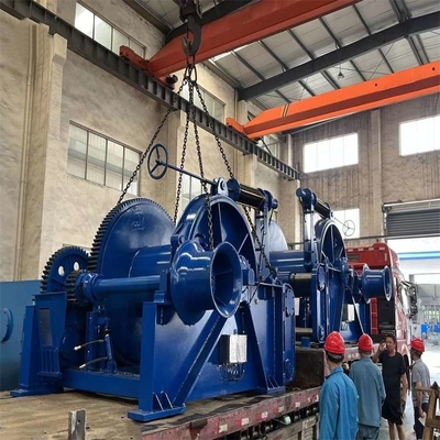 कार्गो मछली पकड़ने वाले जहाज के लिए 500kN ब्लू हाइड्रोलिक ड्रम एंकर चरखी